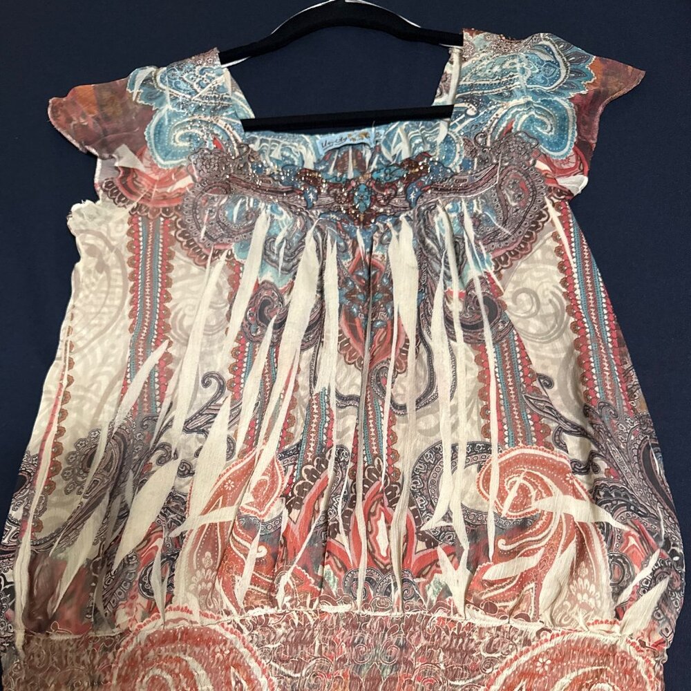 UNITY World Wear petite Paisley Top with  small rhinestones Size  Petite Large